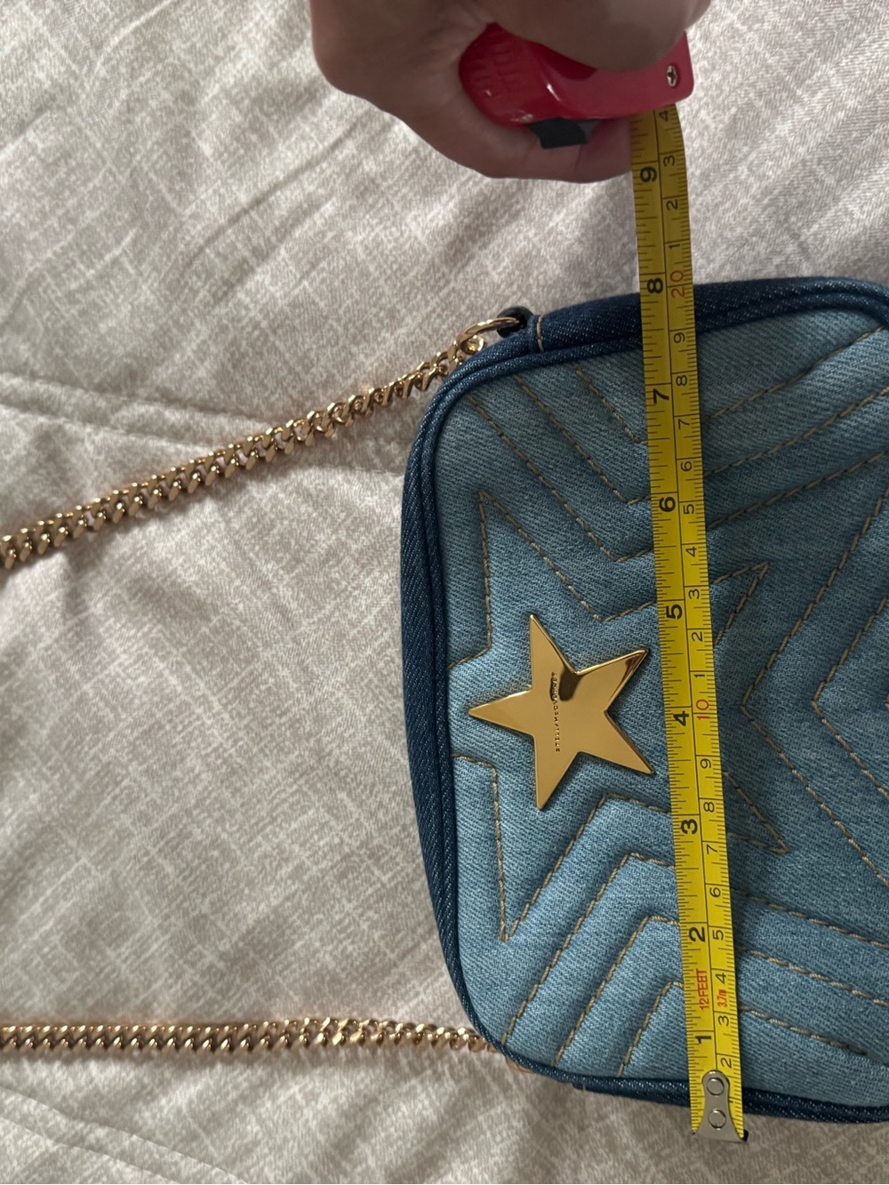 Stella McCartney Blue Denim Star Crossbody with Gold Chain - Picture 10 of 11
